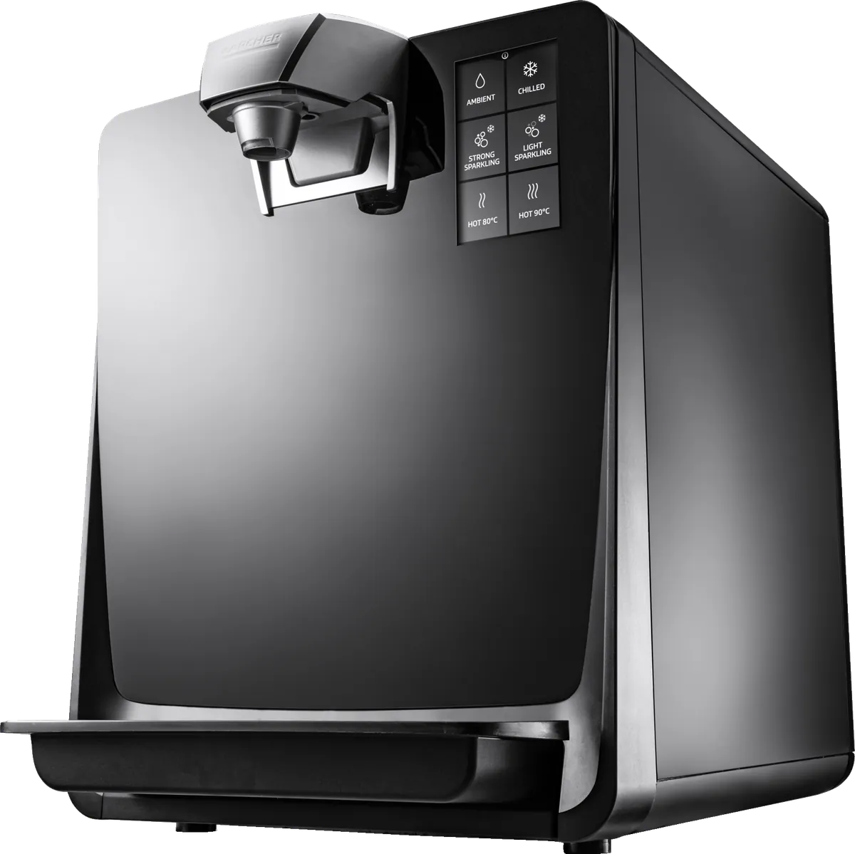Kärcher Wasserspender WPD 70 Thermo!Secure Sparkle Hot in Schwarz, Dreiviertelansicht