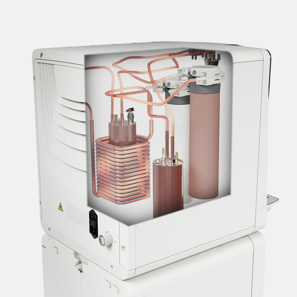 Schnittbild des Kärcher WPD 70 in weiß mit Boiler, Kühlwendel und Leitungen